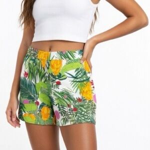 Trina Turk Tropical Floral High-Waist shorts new sz12